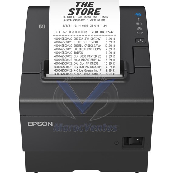 Imprimante de Tickets EPSON TM-T88VII (112): USB Ethernet Serial PS Black C31CJ57112