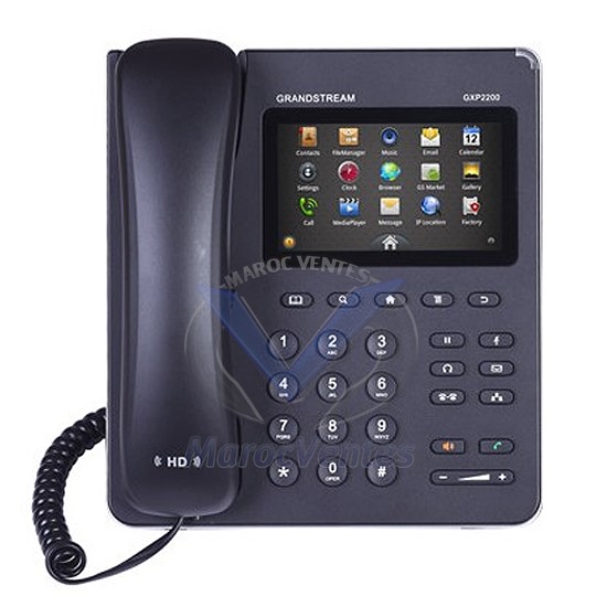 Téléphone  VoIP Noir 6 comptes SIP, utilise le système Android GXP2200