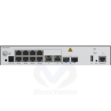 Contrôleur d'accès sans Fil AC650-256AP Mainframe (10 ports GE, 2 ports SFP+ 10 GE, avec adaptateur CA/CC)
