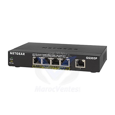 Switch 100PES  5 Ports 10/100/1000 RJ45 dont 4 ports POE