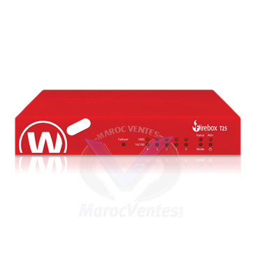 Firebox T25 with 1-yr Basic Security Jusqu'à 403 Mbps UTM Full Scan 900 Mbps Firewall IMIX 300 Mbps VPN