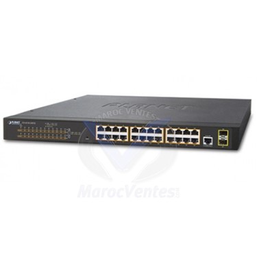 SWITCH MANAGED 24 PORTS Niv2 10/100/1000 PoE+  2 PORTS 100/100 SFP Géré