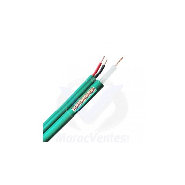 Cable coaxial avec alimentation Bobine de 100m