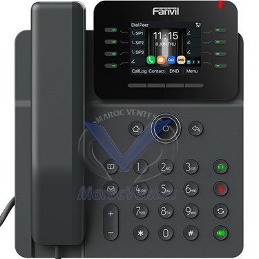 Téléphone IP 12 comptes, combiné Bluetooth sans fil, écran couleur 2.8", conférence à 6 participants.