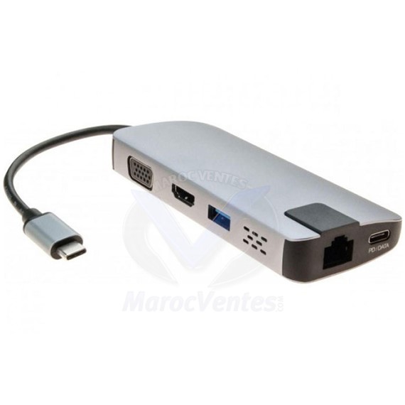Mini dock USB Type C vers VGA / HDMI / USB / Ethernet / Power Delivery 60W DEXLAN 310754