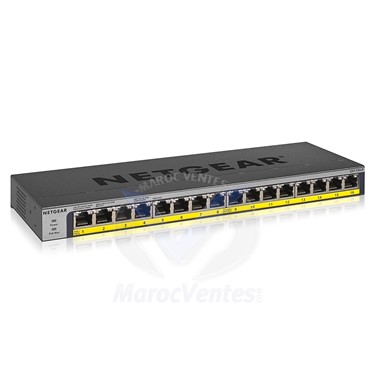 Switch de Réseau Non gestionable PoE + avec 16 Ports Gigabit Ethernet RJ-45