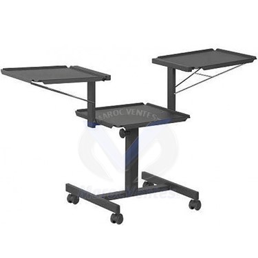 Table à Roulettes en Métal Noire avec 3 Etagères